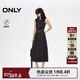 ONLY2025夏季新款翻領(lǐng)無(wú)袖露腰高腰中裙牛仔連衣裙女|125242002 J09深牛仔灰色 L