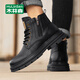 木林森男靴秋冬保暖英倫風(fēng)馬丁靴子男士高幫休閑鞋戶(hù)外登山鞋 黑色44