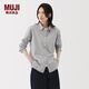 MUJI女式水洗平紋襯衫領(lǐng)長(cháng)袖襯衫襯衣內搭女裝冬季外搭薄款外套 灰色條紋 L （165/88A）