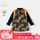 班喜迪女童連衣裙漢服冬裝新中式兒童旗袍裙夾棉寶寶周歲禮服過(guò)年旗袍裙 黑色 100