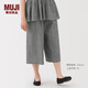 MUJI女式 泡泡紗輕便七分褲褲子女款25年秋季寬松闊腿褲女裝BE1Z8A5A 黑色格紋 XL (165/74A)