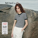 MO&Co.針織衫直筒短款M標刺繡撞邊條紋圓領(lǐng)短袖針織T恤上衣摩安珂 白黑條色 M 165