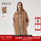 PRICH【100%綿羊毛】時(shí)髦格子提花雙面呢大衣冬季新款外套女 35米色 M 165