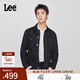 Lee25秋冬新品舒適版翻領(lǐng)小Logo織標黑色男牛仔夾克外套休閑潮 黑色 XL