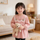 優(yōu)貝祥（youbeixiang）女寶寶條絨罩衣秋冬畫(huà)畫(huà)衣燈芯絨吃飯倒褂長(cháng)袖韓版兒童防水反穿衣 粉色三朵花 120碼【身高110左右】