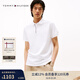 Tommy Hilfiger【涼感】25秋冬新款男裝絲光棉撞色門(mén)襟防曬運動(dòng)短袖T恤POLO 白色YBR M （推薦：135-150斤）