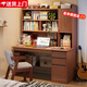 立太（LEADTEK）實(shí)木書(shū)桌學(xué)習桌電腦桌書(shū)柜書(shū)架一體家用小戶(hù)型轉角桌學(xué)生寫(xiě)字桌子 【實(shí)木桌椅組合】120深胡桃色加高款