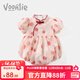 凡獵嬰兒夏裝薄款新生兒衣服女寶寶連體衣滿(mǎn)月公主夏季哈衣包屁衣 粉色 59cm