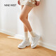 NINE WEST/玖熙小白鞋女休閑鞋系帶厚底增高百搭女鞋 NR510809CK 白色38