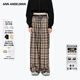 ANN ANDELMAN【明星同款】官方直營(yíng)設計感直筒休閑長(cháng)褲腰頭拼接格紋休閑褲 卡其色 S