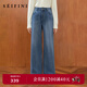 詩(shī)凡黎（‘S EIFINI）【四面彈】詩(shī)凡黎窄版闊腿牛仔褲2025秋新款高腰直筒垂感顯瘦長(cháng)褲 牛仔藍 M
