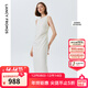 朗姿法式高端精致氣質(zhì)修身連衣裙新款獨特顯瘦裙子 本白色 S