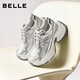 百麗云鯨時(shí)髦老爹鞋女26春新厚底增高鞋JD018AM6 流光銀 38