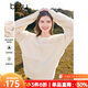 百圖betu女裝冬季新款毛衣圓領(lǐng)仿貂紗線(xiàn)拼接小眾寬松毛衣2411T90 米白 M