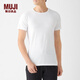 MUJI男式 使用了棉的冬季內衣 圓領(lǐng)短袖T恤 69AA450 秋衣保暖衣打底衫 白色 XS