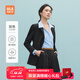 海瀾之家（HLA）西服套裝女款戧駁領(lǐng)彈力套裝女裝春季 黑色A6【西服+西褲】 L 165/88A 建議115-130斤