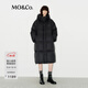 MO&Co.羽絨服90鴨絨高領(lǐng)連帽輕暖高密防鉆絨雙門(mén)襟中長(cháng)款摩安珂 黑色 XS /155