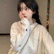 柯蘭娜日系復古可愛(ài)軟糯麻花毛衣女秋冬慵懶風(fēng)寬松套頭外穿加厚針織上衣 米白色 均碼 （80-130斤）
