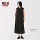 MUJI女式易干彈力泡泡紗無(wú)袖連衣裙女裝裙子長(cháng)裙25年夏季連身裙 黑色 M （160/84A）