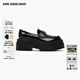 ANN ANDELMAN【龍韻竹同款】樂(lè )福鞋女羊皮厚底黑皮鞋休閑小皮鞋 黑色 （建議拍大一碼） 36