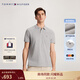 Tommy Hilfiger【潮流多色】春夏男裝珠地棉商務(wù)休閑純色短袖T恤翻領(lǐng)POLO衫 淺灰色P01 M (推薦：135-150斤)