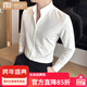 莫代爾文藝范立領(lǐng)襯衫男高級感修身長(cháng)袖西服打底襯衣意式那不勒斯寸衫潮 長(cháng)袖白色 D28 XL 120-130斤
