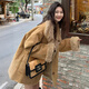 妙奕嘉加絨外套秋冬女士仿羊羔毛皮毛一體小香風(fēng)2025新款棉服高級感毛絨 復古雙面穿皮毛一體外套【卡其色】 均碼 【建議125斤內】