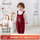 babylove嬰兒背帶褲秋冬紅色圣誕喜慶針織褲子綿羊毛寶寶連體長(cháng)褲休閑褲
