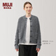 MUJI女式 牦牛絨混 高圓領(lǐng)開(kāi)衫針織毛衣針織衫外套冬季  BA1PPA4A 灰色 S (155/80A)