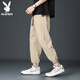 花花公子（PLAYBOY）褲子男春秋季男士寬松休閑褲韓版束腳運動(dòng)透氣工裝小腳九分長(cháng)褲 237卡其 2XL