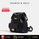 CHARLIE&KELLI品牌 CK輕奢包包女包2026新款生日禮物女旅行背包校園菱格雙肩包 黑色【八倉速發(fā) 品牌禮袋】
