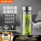 蘇泊爾（SUPOR）玻璃杯茶水分離男款水杯雙層高硼硅玻璃耐高溫大容量泡茶杯子禮物 行硯黑400mL