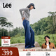 Lee【張凌赫代言】25秋冬新品寬松五袋款設計深藍色女闊腿牛仔褲 深藍色 29