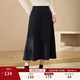 纖莉秀【松緊腰A字半身裙】大碼女裝遮胯顯瘦裙子胖mm2025冬新款3941 黑灰色 XL