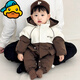 G.duck嬰兒冬季羽絨服加厚外出冬裝6一12月寶寶冬天衣服韓版超萌連體衣 咖色 73 CM