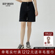 深呼吸DEEP BREATH女裝簡(jiǎn)約高腰直筒休閑純棉牛仔短褲女A100235 黑 S (2碼)