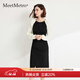 MeetMetro瑪依爾2025秋新款撞色拼接修身連衣裙女時(shí)尚開(kāi)叉包臀裙 黑色【現貨閃電發(fā)】 S