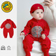 G.duck寶寶周歲禮服男童新中式連體衣百天2026少爺唐裝嬰兒抓周喜慶衣服 紅色 神龍哈衣 59cm 59 cm