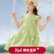 迪士尼 女童連衣裙夏季純棉兒童裙子新款小女孩公主裙中大童洋氣夏裝 TD2DQ058綠色 170