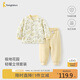 童泰（TONGTAI）寶寶套裝秋冬季純棉夾棉嬰兒衣服兒童內衣薄棉上衣褲子黃色110cm
