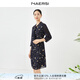 娜爾思（NAERSI）商場(chǎng)同款通勤V領(lǐng)印花裙中長(cháng)款女七分袖連衣裙秋冬新款 暗青紫色 L