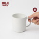 MUJI陶瓷覆層 不銹鋼 雙層馬克杯 水杯杯子 桌面 帶把手 新品 白色 S 380ml