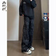 畫(huà)枕眠（HUAZHENMIAN）迷彩蛇紋直筒牛仔褲男牛仔褲高街顯瘦微喇褲高個(gè)子顯腿長(cháng)2025新款 黑灰 XL