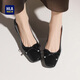 海瀾之家（HLA）雅致工裝單鞋女士淺口方頭粗跟通勤女鞋HDADXW1CEC056 黑色35