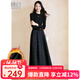 晚白【加絨款】爆款內搭保暖小黑裙2025冬款時(shí)尚長(cháng)裙顯瘦a字連衣裙 黑色 M
