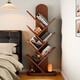 家逸實(shí)木樹(shù)形書(shū)架落地置物架客廳一體靠墻轉角書(shū)架創(chuàng  )意書(shū)柜多層收納架