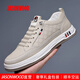 JASONWOOD輕奢男鞋2025新款舒適真皮小白鞋軟底耐磨休閑鞋日常百搭運動(dòng)板鞋 米色男鞋 42 (260mm)