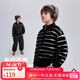 ASK JUNIOR兒童加厚保暖毛衣2025冬中大童條紋撞色半開(kāi)襟毛衫男童針織衫