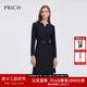 PRICH時(shí)尚小V領(lǐng)魚(yú)尾連衣裙2025春季新款收腰長(cháng)袖小黑裙女 19黑色 XS 155