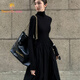 Sweetly·Sun高級感半高領(lǐng)連衣裙女2025秋冬新款韓版氣質(zhì)過(guò)膝打底長(cháng)裙內搭裙子 黑色半高領(lǐng)  S 建議85-100斤